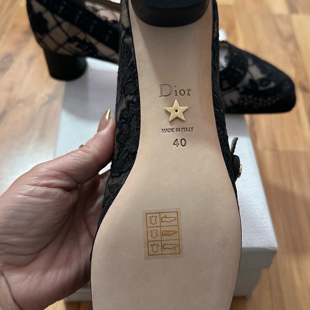 CHRISTIAN DIOR D-GRACE BALLET PUMP HEEL MARY JANE BLACK LACE EU-40 $1290 - Picture 7 of 13